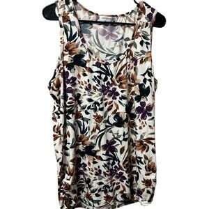 [M] Warehouse One Sleeveless Women's Top Sz Medium brown & white design